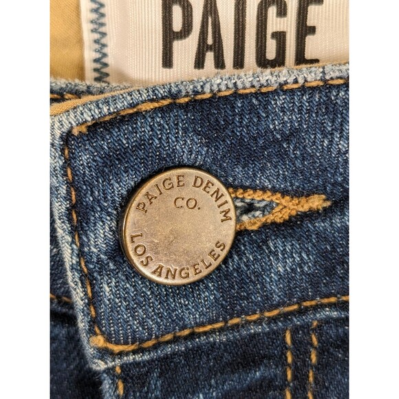 PAIGE Demin Jeans Jimmy Jimmy Low Rise Straight Cropped 90's Distressed Size 25 - Picture 9 of 14